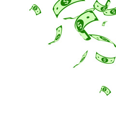 American dollar notes falling. Random USD bills on