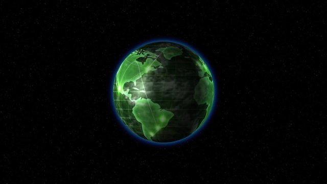 Land with green neon continents