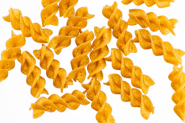 whole grain flour fuselini pasta next to a white or black background