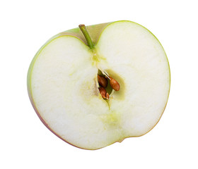 Half of apple on white background