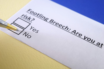 Fototapeta premium One person is answering question about footling breech.