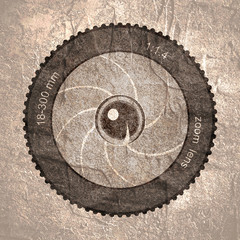 Camera photo lens with shutter. Photography concept illustration