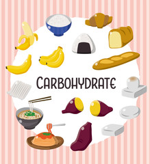 炭水化物 食材 食べ物 イラストセット