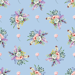 Obraz na płótnie Canvas Seamless pattern, texture. Watercolor painting. Repeating background perfectly for wrapping paper, wallpaper, fabric and other printing. 