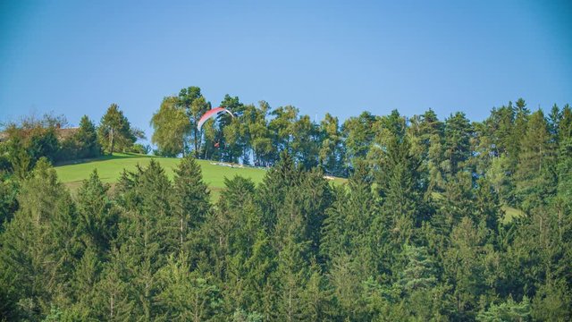 Adventure of flying para-glider on the background of wild nature.