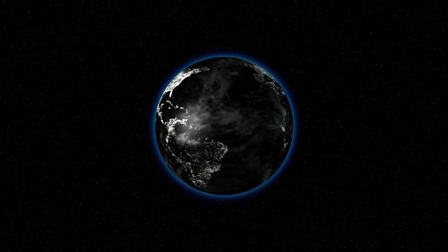 The earth with its shimmering continents rotates