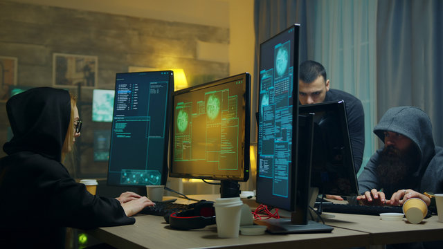 Excited hacker team after access granted on a cyber attack