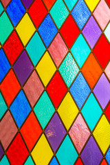 Multicolored stained glass window background