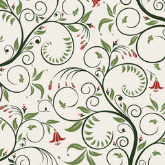 Floral pattern. Branch with an ornament of leaves and flowers.