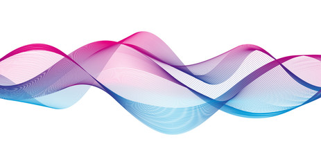 Wave of the many colored lines. Abstract wavy stripes on a white background isolated. Creative line art.