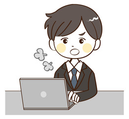 男性、事務、怒る