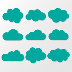 Clouds vector icon set with the shadow