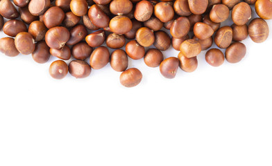 Closeup horse chestnuts isolated on white background,  healthy food concept