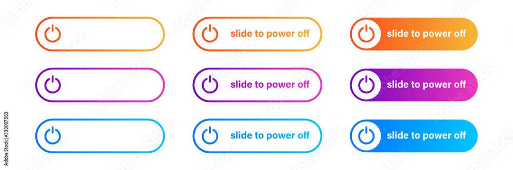Poster switch toggle button on off gradient . vector isolated icon. gradient web ui design. power switch ic