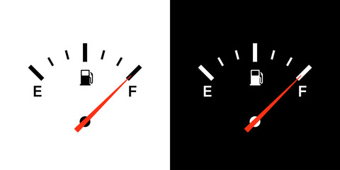 Fuel gauge indicator. Vector isolated illustration icon. Gasoline indicatior vector collection icons. Gas meter set elements.