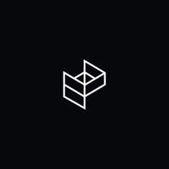 Minimal elegant monogram art logo. Outstanding professional trendy awesome artistic 3D P initial based Alphabet icon logo. Premium Business logo White color on black background
