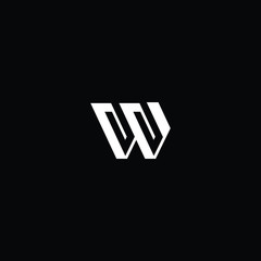Minimal elegant monogram art logo. Outstanding professional trendy awesome artistic W WV initial based Alphabet icon logo. Premium Business logo White color on black background