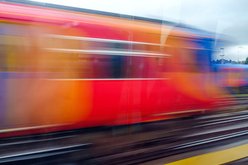 fast train in motion blur