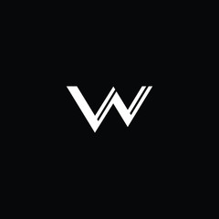 Minimal elegant monogram art logo. Outstanding professional trendy awesome artistic W WN NW initial based Alphabet icon logo. Premium Business logo White color on black background