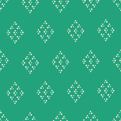 Vector green dotted rhombus seamless pattern background