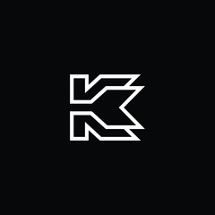 Minimal elegant monogram art logo. Outstanding professional trendy awesome artistic K KK initial based Alphabet icon logo. Premium Business logo White color on black background