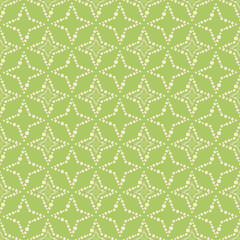 Vector green dotted stars and circles seamless pattern background
