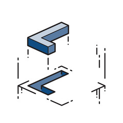 Isometric abc alphabet letters numbers modelling emboss moving pantone 2020 classical blue l