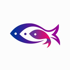 triple fish logo, fish vector logo