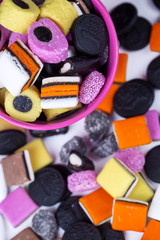Liquorice allsorts fondant and licorice sweets or candy studio isolated