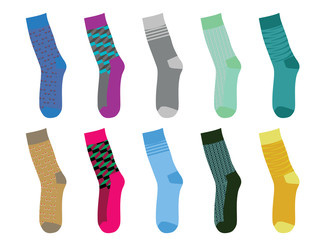 Colorful socks set. vector illustration 