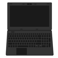 Black mockup laptop isolated on white background.  Laptop icon. Front view. Vector illustration.
