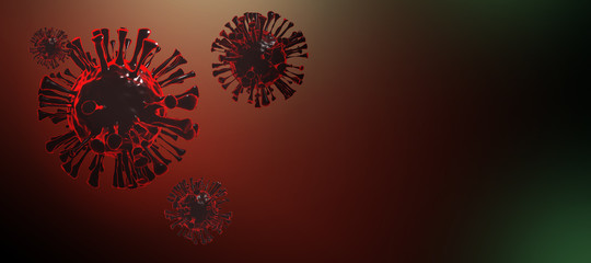 Coronavirus covid-19 rendering with dark red background