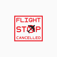 stop flight icon, flight cancelled vector, flight ban, flight prohibition due to virus, stop coronavirus, coronavirus pandemic