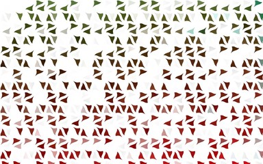 Light Green, Red vector backdrop with lines, triangles. Glitter abstract illustration with triangular shapes. Template for wallpapers.