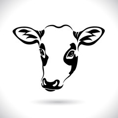 Vector of picture cow head design ,logo design,Farm Animals,Black and white picture,Line animal,on the white background.