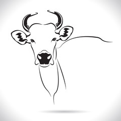 Vector of picture cow head design ,logo design,Farm Animals,Black and white picture,Line animal,on the white background.