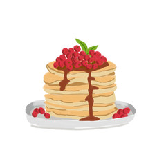 Sweets  Red Currents Pancake Dessert, hand drawn illustration isolated on white background