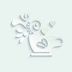 Paper coffee icon. Cup of coffee  icon. Logo for cafe or restaurant