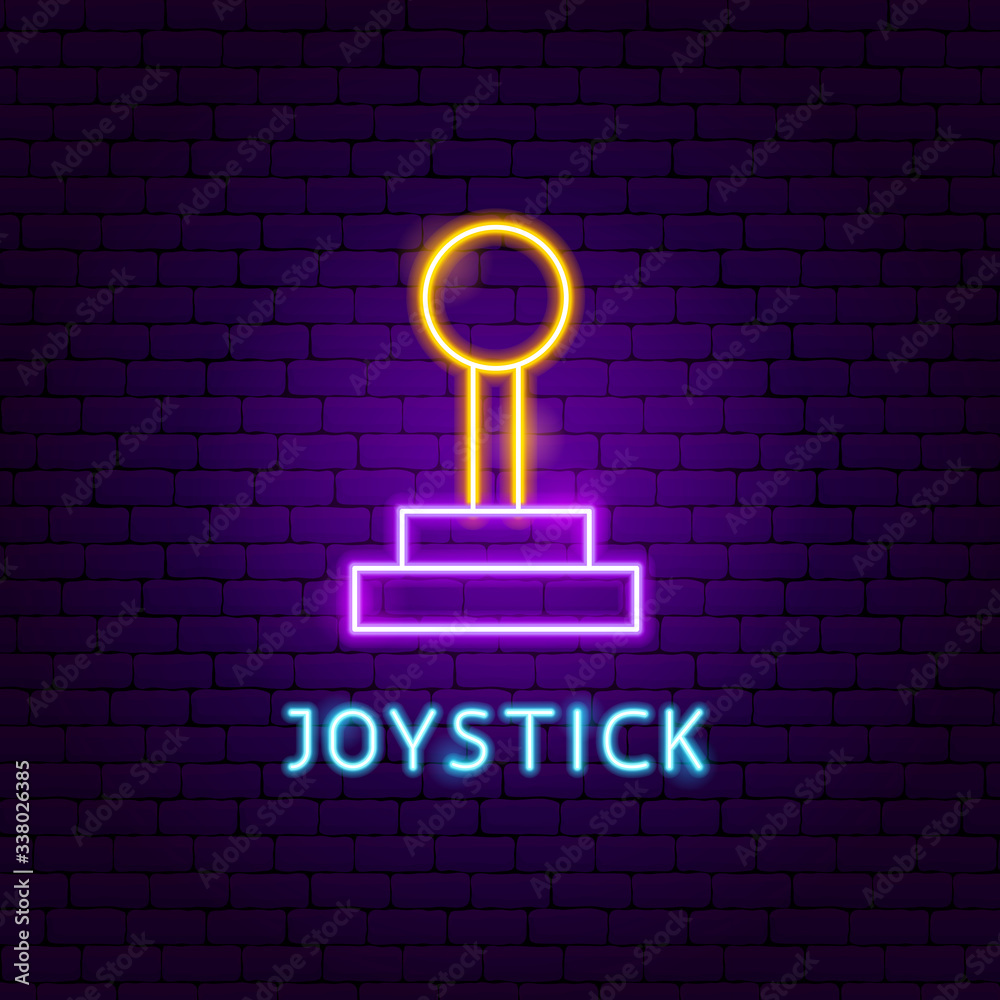 Poster Joystick Neon Label