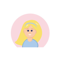 girl with emotion joy, laughing in a flat style. vector graphic. element for design sticker, icon, poster, card woman avatar