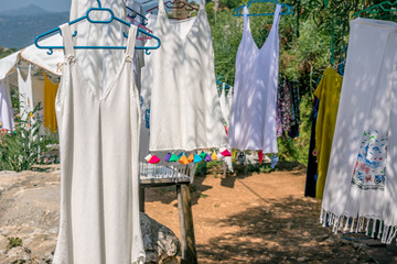 Traditional Turkish summer dresses for sale in Kekova, Lycia, Turkey