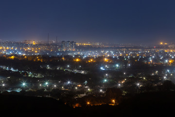 Night city landscape in Eastern Europe