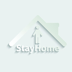 Paper stay home icon  sign lockdown icon home icon with lock symbol quarantine 