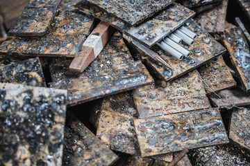 Pile of metal left over from metal workshop