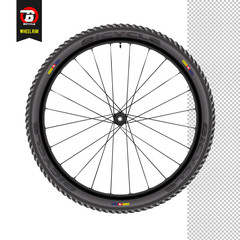 Bicycle wheel. Bike front wheel against white background. Realistic vector. Mountain wheel. wheel set and sprocket. 