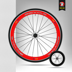 Bicycle . Realistic vector. Mountain wheel. Small wheel. Bicycle wheel under the rear drive.  Mountain Bicycle Wheel Rims.  Rim set and sprocket.