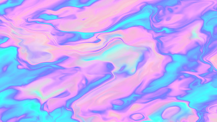 Iridescent psychedelic background. Crazy liquid texture. Fluid rainbow pattern. Acid holographic effect.