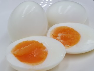 Soft boiled Eggs or close up boiled eggs