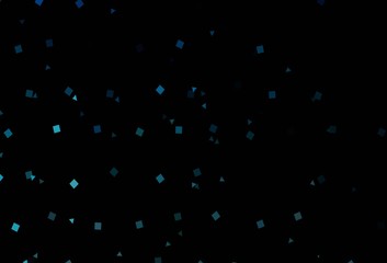 Dark BLUE vector template with crystals, circles, squares.