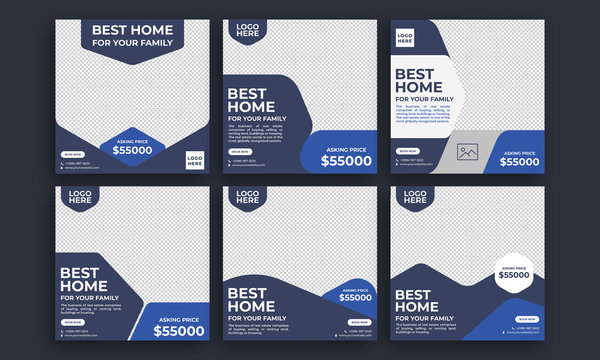 Real Estate Or Home Sale Social Media Post Banner Template Set Or Furniture Sale